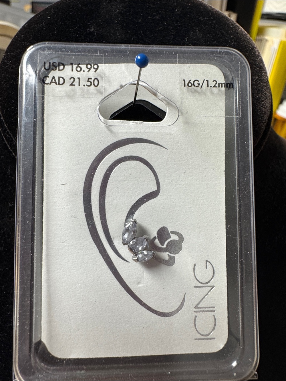 Icing Silver Cubic Zirconia 16G Ear Piercing Jewelry